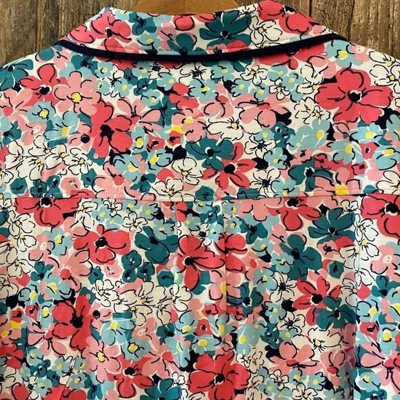 Jane and Bleecker Sz M Pink Floral Soft Button-Up Front Pocket Pajama Top - Picture 5 of 9